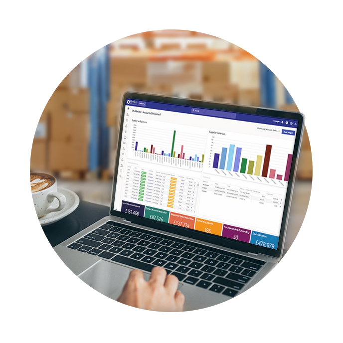 supplier viewing Profit4 accounting dashboard on a laptop